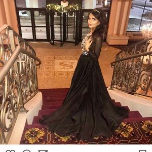 Long sleeve 2 piece black ballgown w/ jeweled top